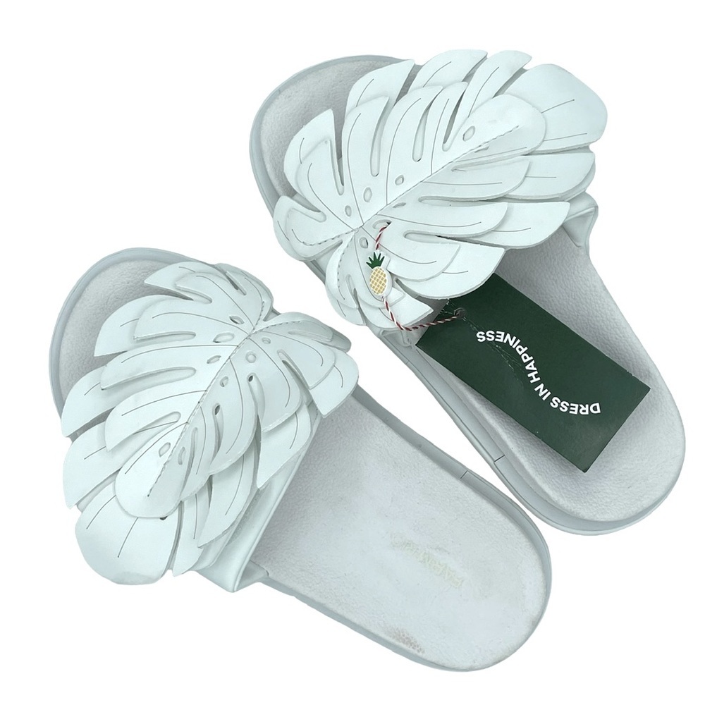 FARM Rio Monstera Anatomic Slide Sandal White 10